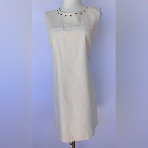 Cynthia Rowley Women’s Linen Shift Dress Square Stud Detail Sleeveless Size 14